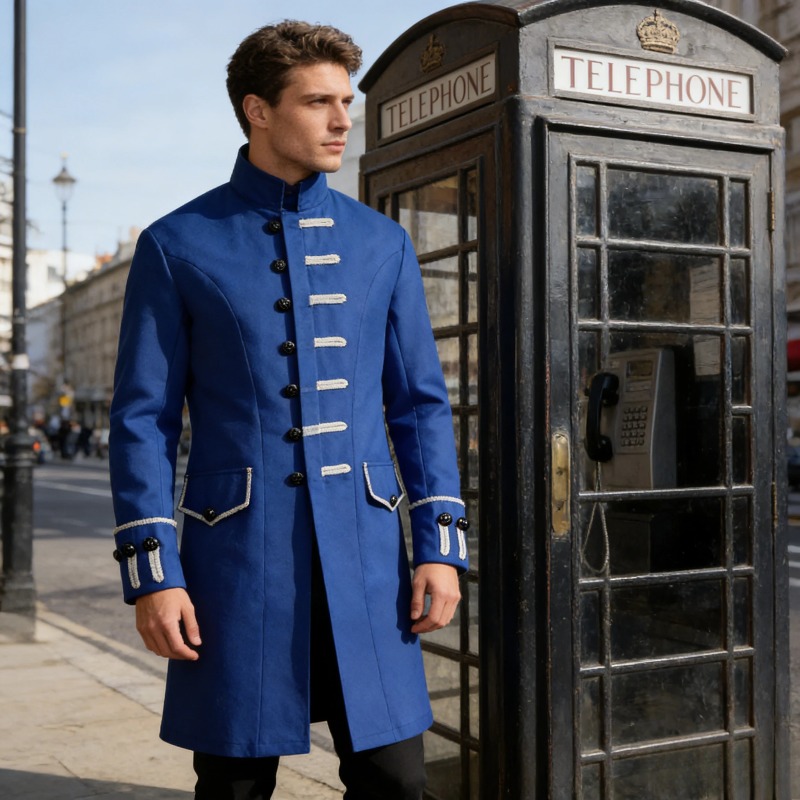 Vintage Fashion Jacket - European American Mens Medieval Coat Solid