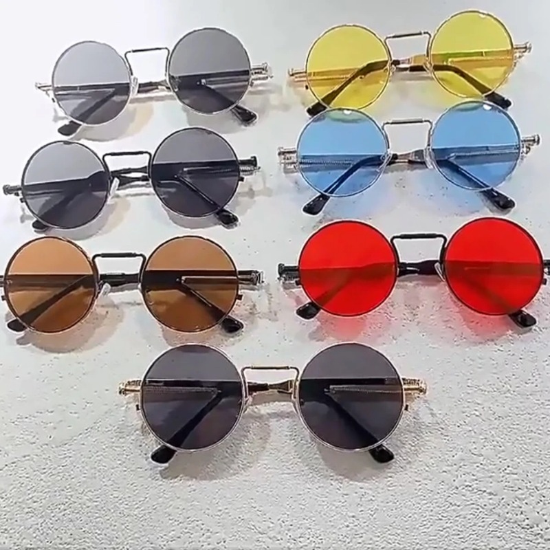 Vintage Fashion Glasses - Vintage Metal Frame Round Sunglasses Women