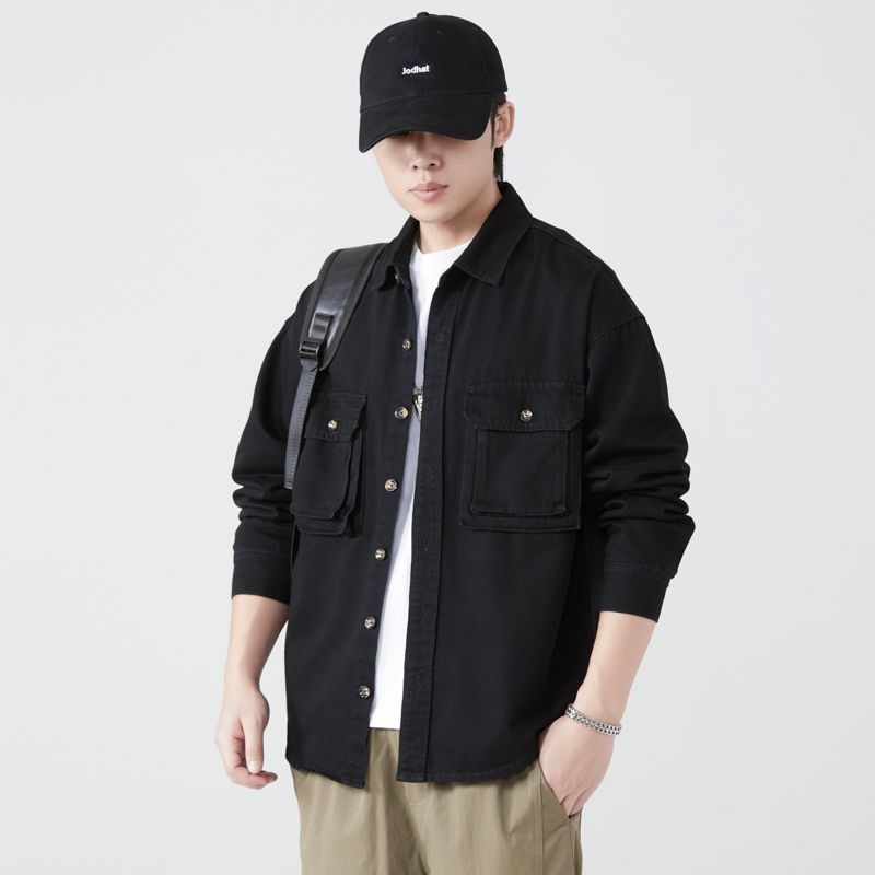 Vintage Fashion Jacket - Pure Cotton Tooling Shirts Men Spring