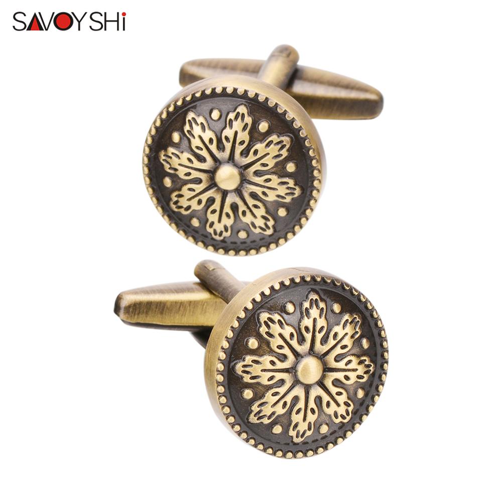 Vintage Fashion Jewelry Brands - SAVOYSHI Vintage Bronze Pattern Shirt Cufflinks