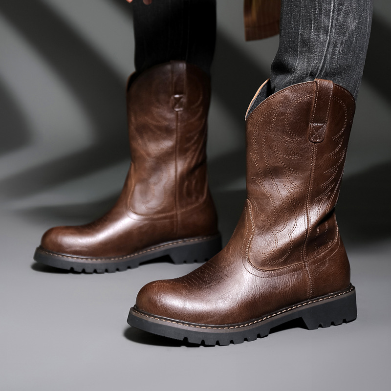 Vintage Fashion Mens - Fashion Mens Cowboy Boots New Embroidery