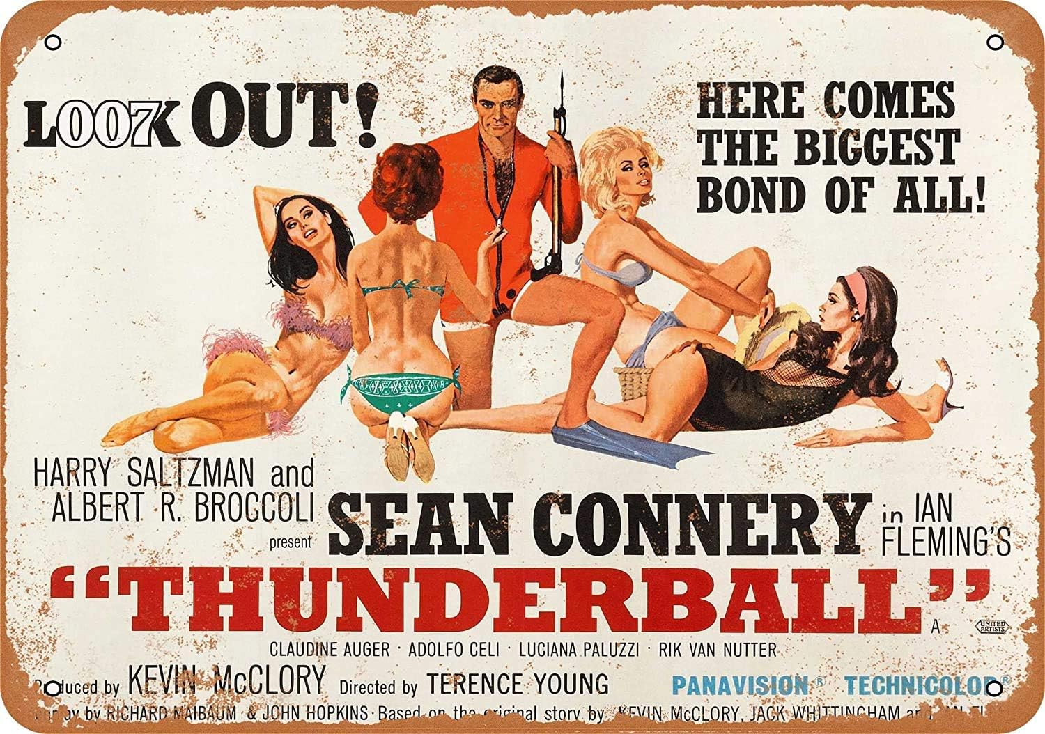 Vintage Fashion Posters - 1965 Thunderball es Retro Metal Tin