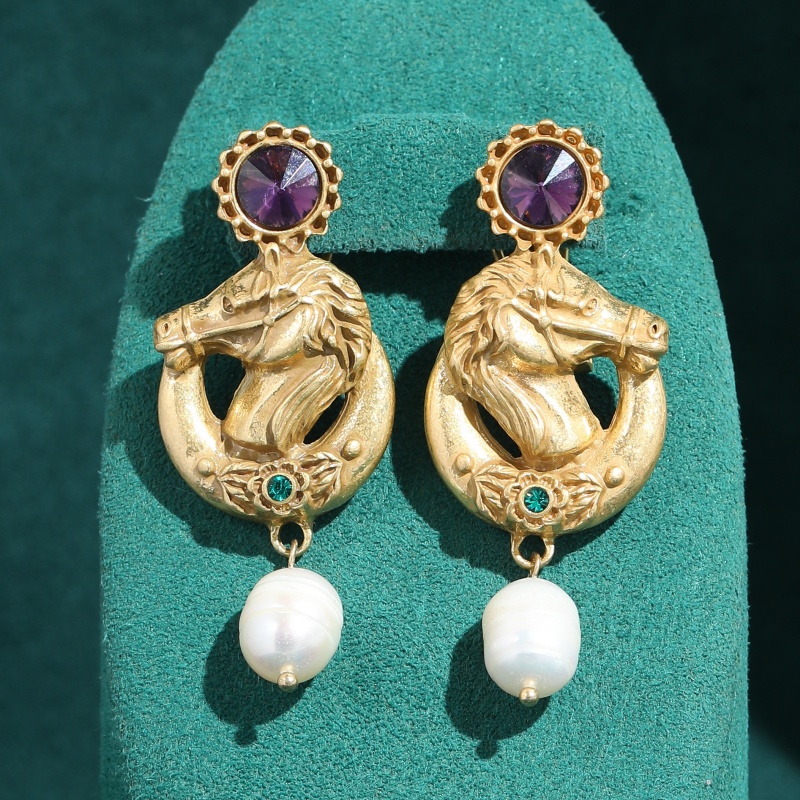 Vintage Purple Crystal Horse H - Vintage Fashion Jewelry Brands review and price