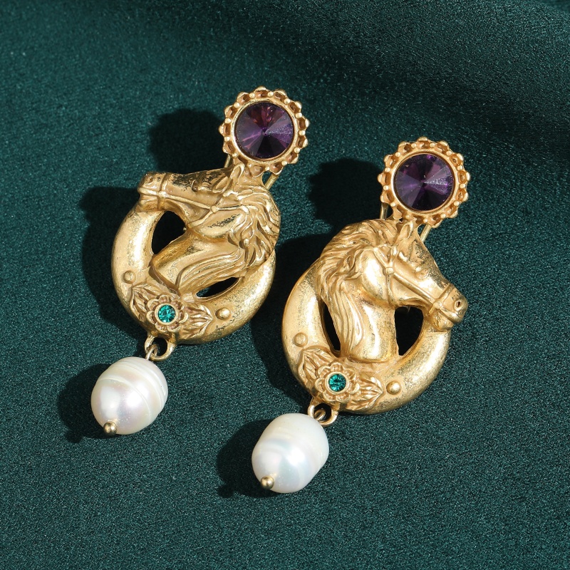 Vintage Purple Crystal Horse H - Vintage Fashion Jewelry Brands review and price