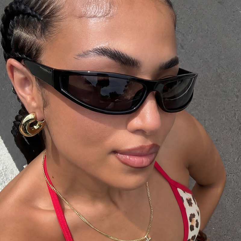 Y2K Narrow Rectangle Wrap Arou - Vintage Fashion Glasses review and price