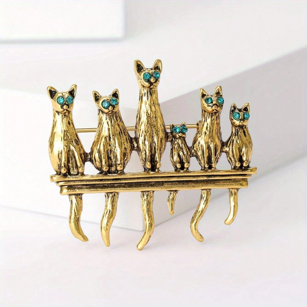 Vintage Gold-Tone Cat Family B - Vintage Fashion Enthusiasts review and price