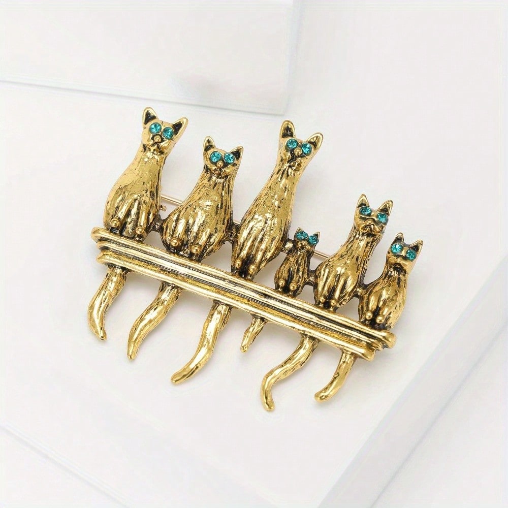 Vintage Gold-Tone Cat Family B - Vintage Fashion Enthusiasts review and price