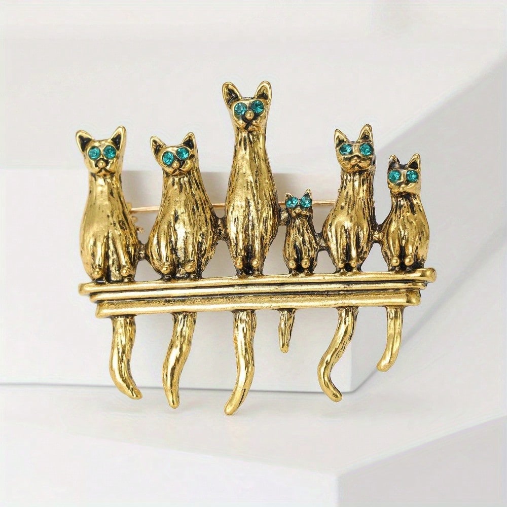 Vintage Gold-Tone Cat Family B - Vintage Fashion Enthusiasts review and price