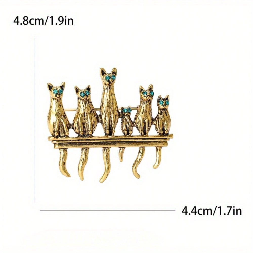 Vintage Gold-Tone Cat Family B - Vintage Fashion Enthusiasts review and price