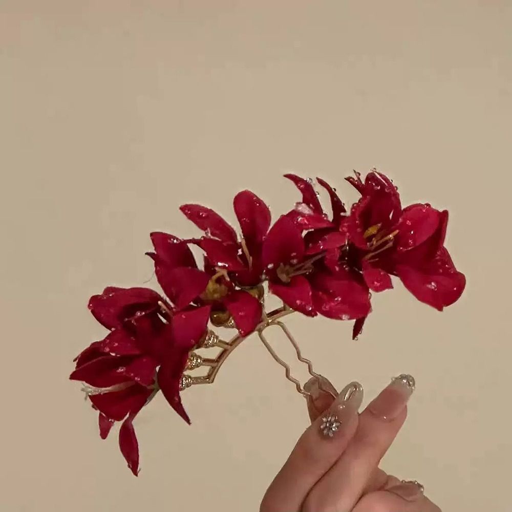 Rose Flower Red Flower Hairpin - Vintage Fashion Ornaments review and price