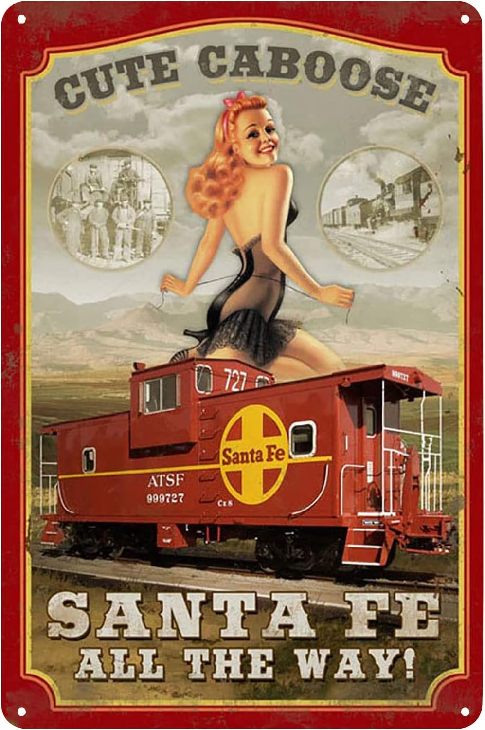 Pinup Girl Railroad Train Post - Vintage Fashion Posters review and price