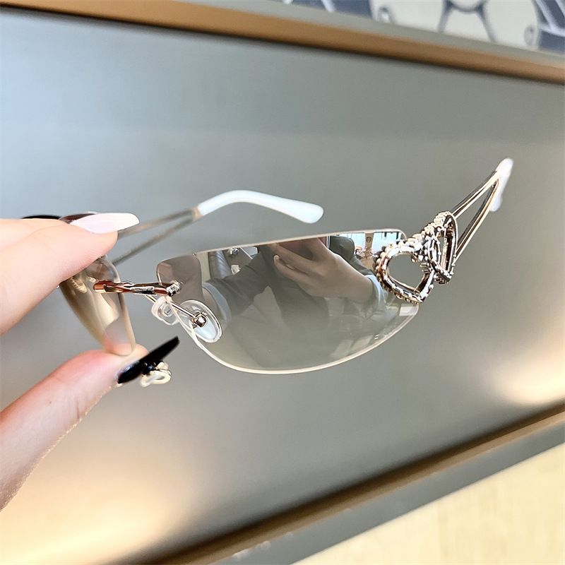 New Oval Cat Eye Frameless Mer - Vintage Fashion Glasses review and price