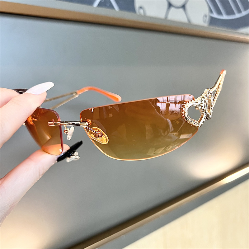 New Oval Cat Eye Frameless Mer - Vintage Fashion Glasses review and price