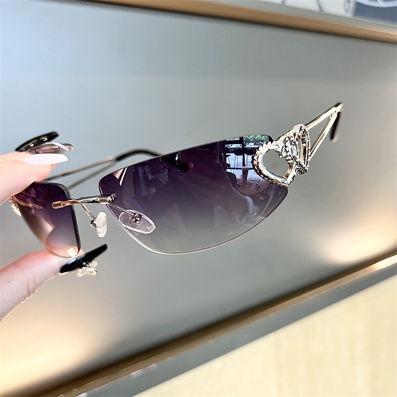 New Oval Cat Eye Frameless Mer - Vintage Fashion Glasses review and price