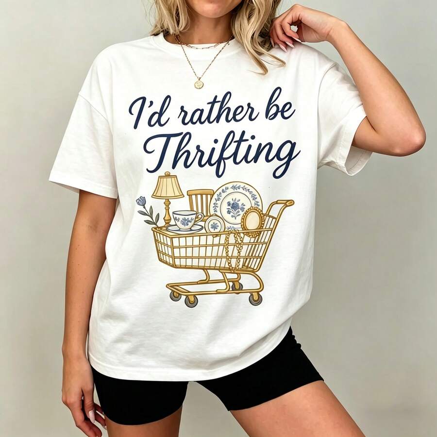 [Graphic Tee] 100% Cotton I'd  - Thrift Vintage Fashion Usa review and price