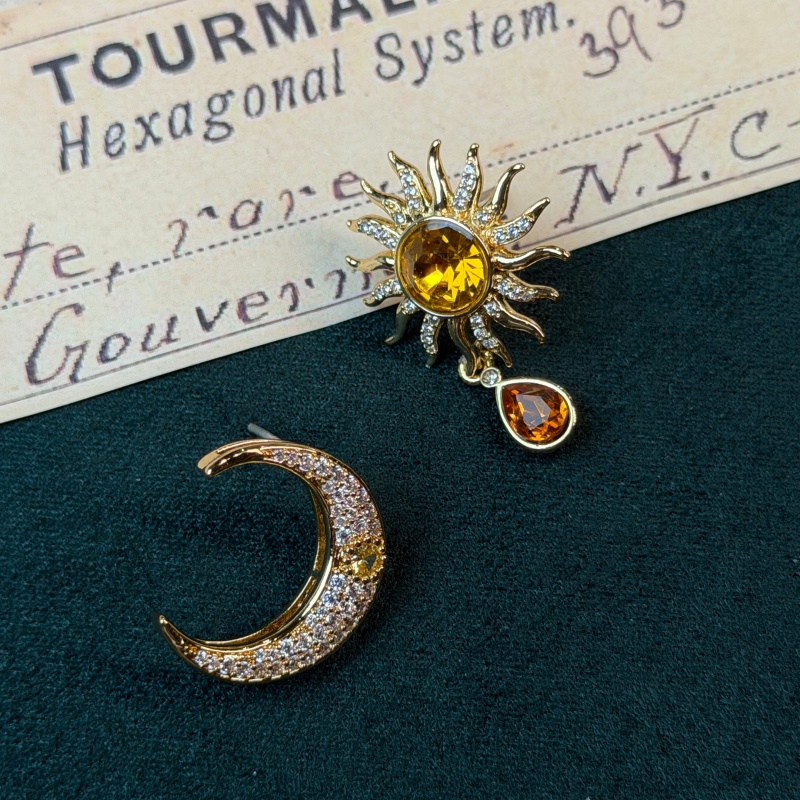 Vintage Yellow Crystal Sun Moo - Vintage Fashion Jewelry Brands review and price