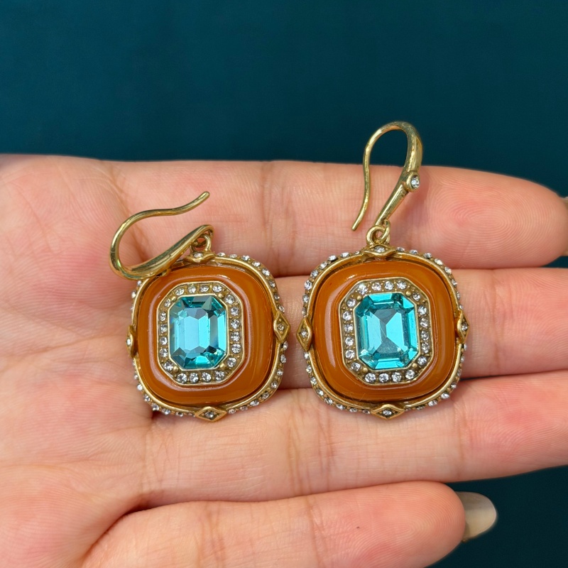 Vintage Blue Crystal Orange Gl - Vintage Fashion Jewelry Brands review and price