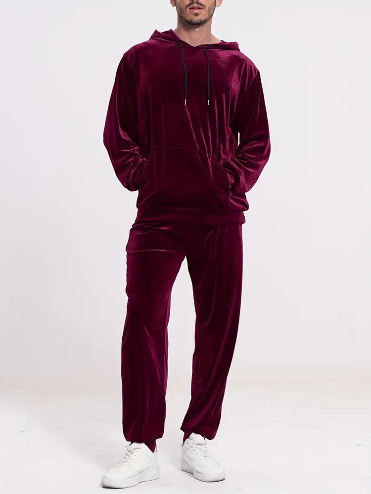 Fashion Solid Color Velvet Two - Vintage Fashion Mens review and price