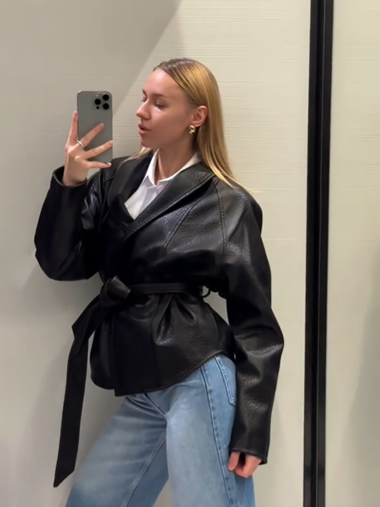 Minimal Vintage Jacket Faux Le - Vintage Fashion Club review and price