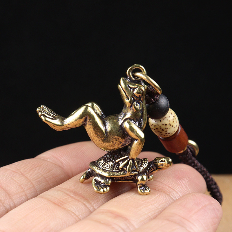 Copper Turtle Carrying Frog Ke - Vintage Fashion Ornaments review and price