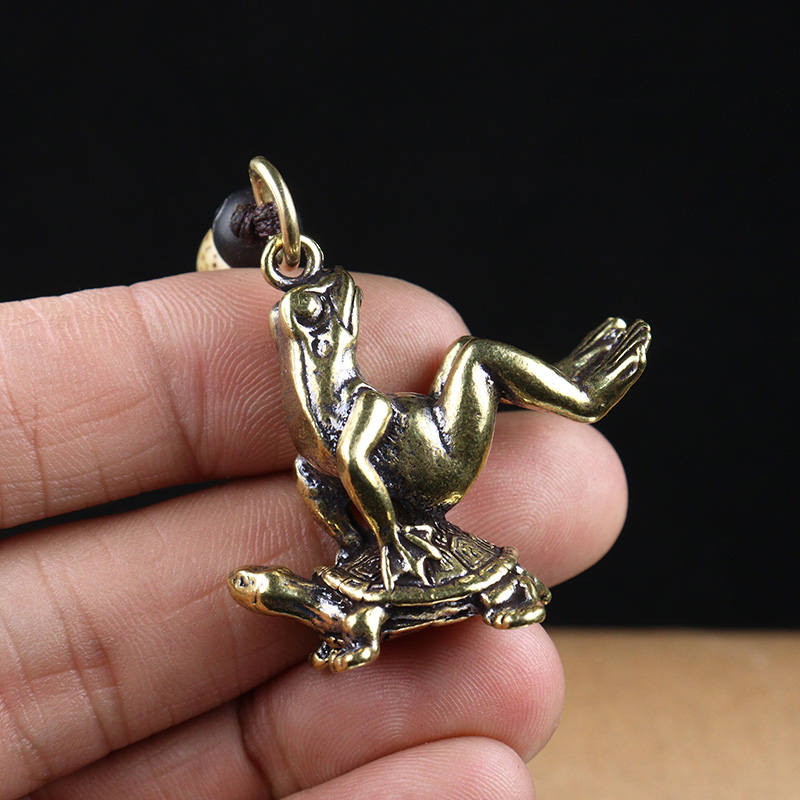 Copper Turtle Carrying Frog Ke - Vintage Fashion Ornaments review and price