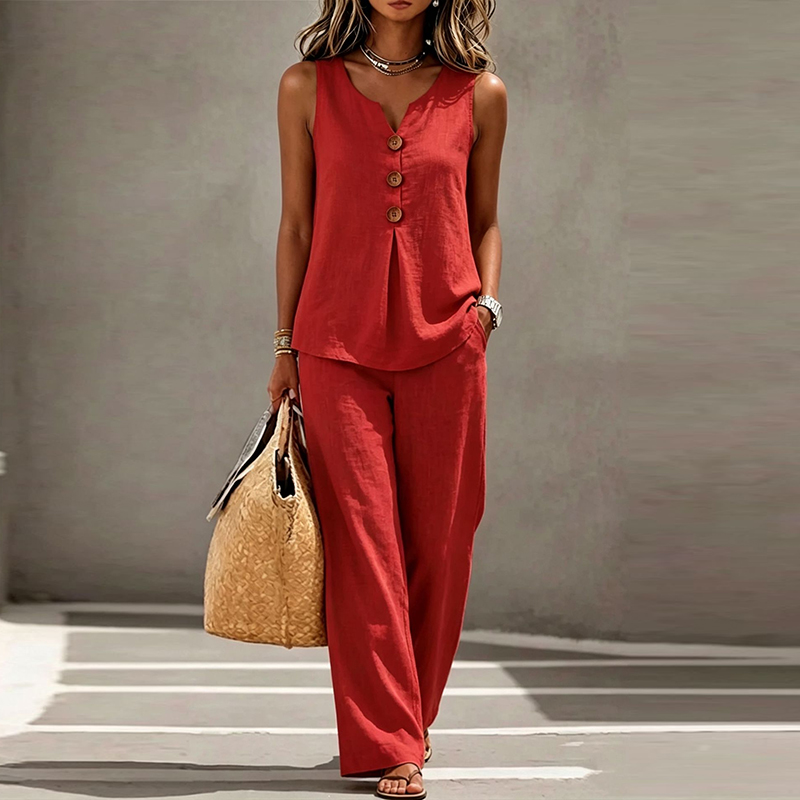 Summer Sleeveless V Neck Butto - V Vintage Fashion review and price
