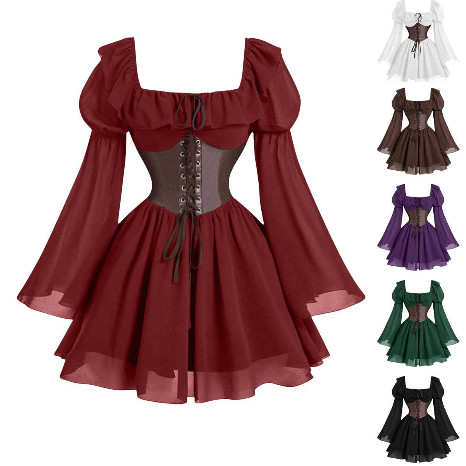 Renaissance Medieval Long Slee - Vintage Fashion Dress review and price