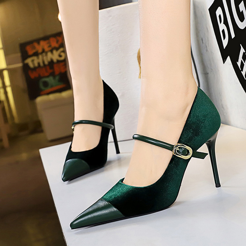 Women Vintage Green Suede 7cm  - Vintage Fashion Female review and price