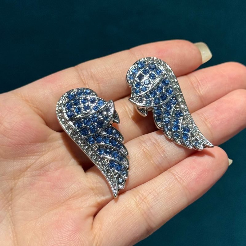 Vintage Angel Wing Blue Earrin - Vintage Fashion Jewelry Brands review and price