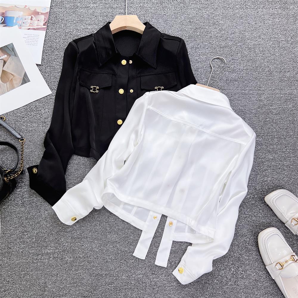 French Elegant Satin Blouse Ja - Vintage Fashion Jacket review and price