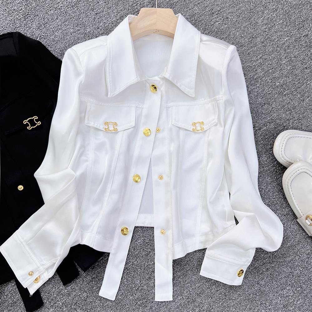 French Elegant Satin Blouse Ja - Vintage Fashion Jacket review and price
