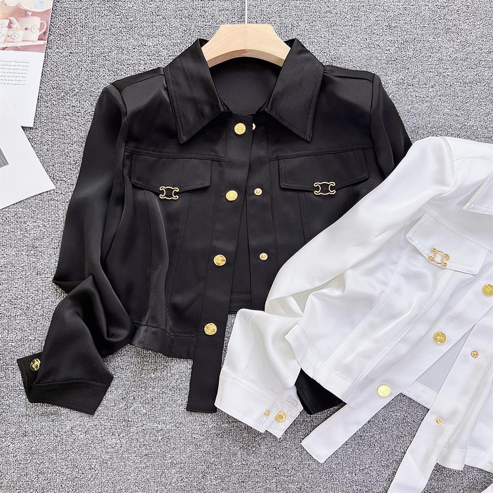 French Elegant Satin Blouse Ja - Vintage Fashion Jacket review and price