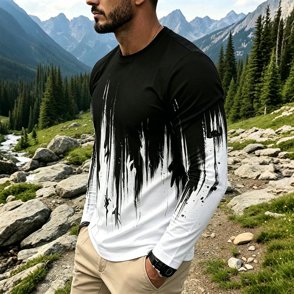 Men's Gradient Ink Splash Long - Vintage Fashion Mens review and price