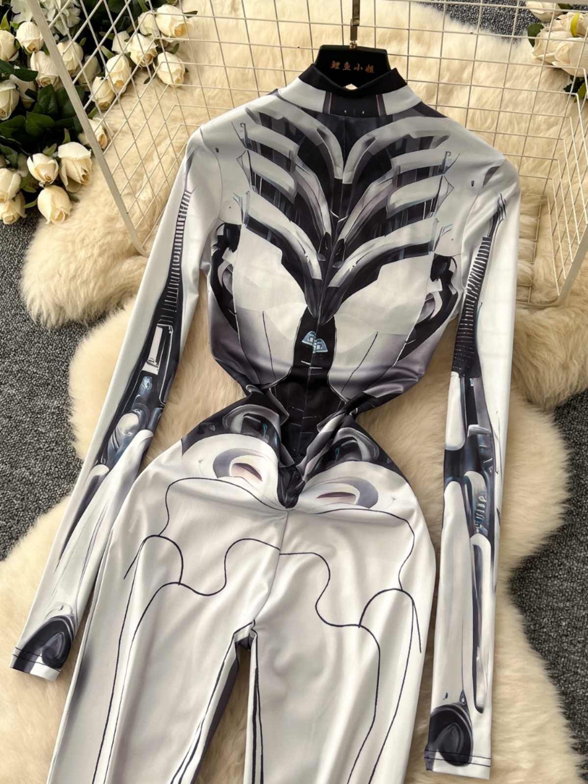 Women's Grey Print Jumpsuits V - Vintage Fashion Club review and price